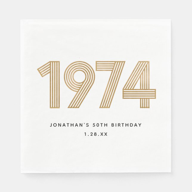 Serviette En Papier 1974 White Black Gold 50e anniversaire (Devant)