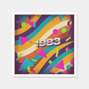 Serviette En Papier 1983 - Retro Vintage 80s Neon Géométrique -