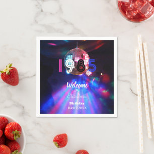 Serviette En Papier 1985 Disco Ball 40th Birthday Party Invitation
