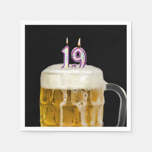 Serviette En Papier 19e anniversaire Bière sur noir