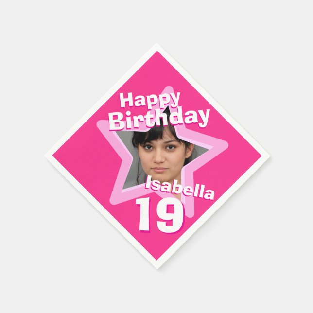 Serviette En Papier 19e anniversaire de la fête photo star serviettes  (Coin)