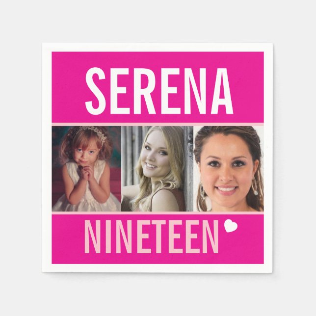 Serviette En Papier 19e anniversaire fête événement personnalisé photo (Devant)