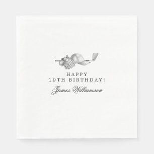 Serviette En Papier 19e Anniversaire Golf Thème modifiable