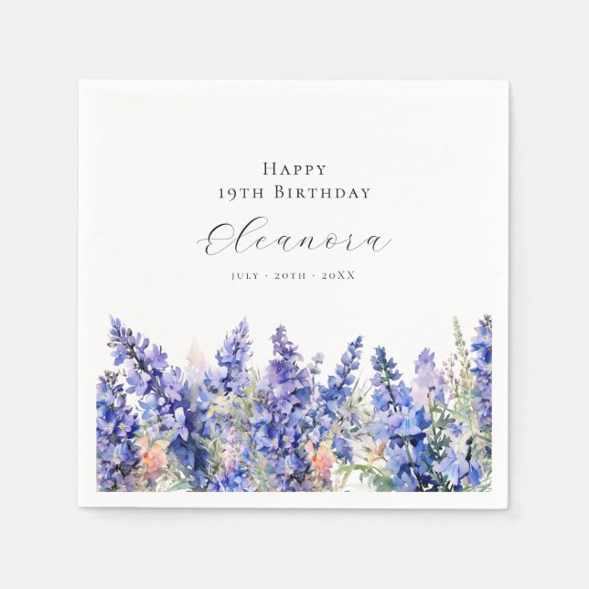 Serviette En Papier 19e anniversaire Juillet Fleur de naissance Larksp (Devant)
