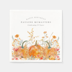 Serviette En Papier 19e Joyeux anniversaire Citrouille Fleur sauvage p