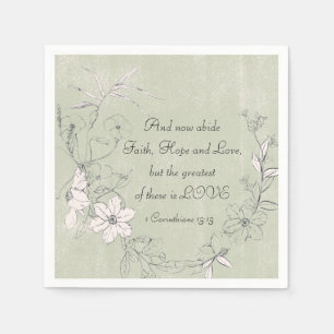 Serviette En Papier 1 Corinthiens 13:13 Foi Espoir Aimer Simple Floral