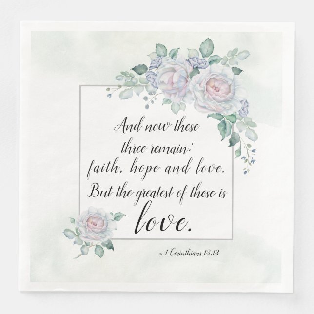 Serviette En Papier 1 Corinthiens 13:13 Foi Espoir Amour, Bible Verse (Devant)