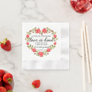Serviette En Papier 1 Corinthiens 13:4 L'amour est le coeur floral pat