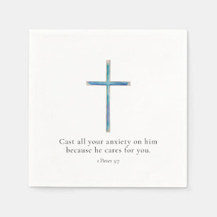 Serviette En Papier 1 Pierre 5:7 Croix minimaliste