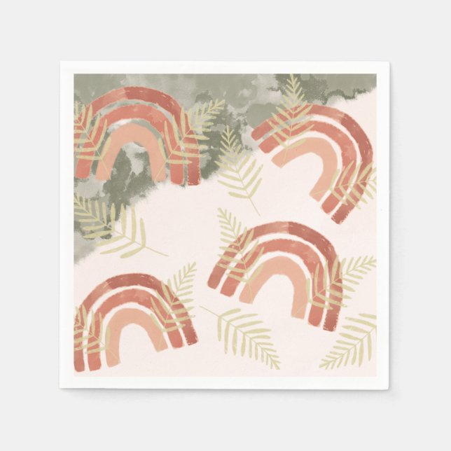 Serviette En Papier 1er anniversaire arc-en-ciel (Devant)