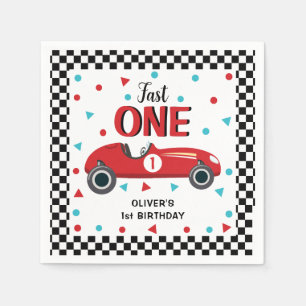 Serviette En Papier 1er anniversaire Boy's Red Racing Car Party