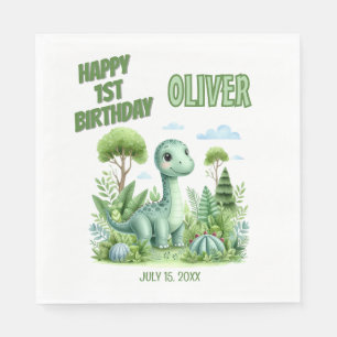 Serviette En Papier 1er anniversaire du bébé Dinosaur