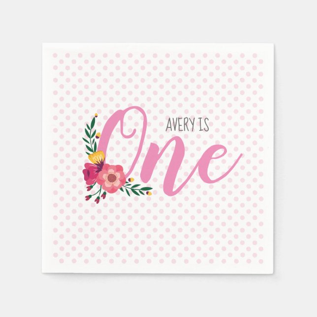 Serviette En Papier 1er anniversaire du bébé rose pâle (Devant)
