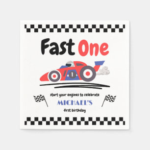 Serviette En Papier 1er anniversaire Fast One Red Blue Race Car