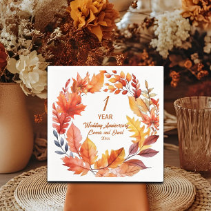 Serviette En Papier 1er anniversaire Mariage automne floral