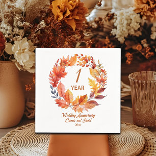 Serviette En Papier 1er anniversaire Mariage automne Floral Garland