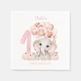 Serviette En Papier 1er anniversaire mignon éléphant automne fille pap
