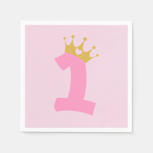 Serviette En Papier 1er anniversaire Princesse Crown (Devant)