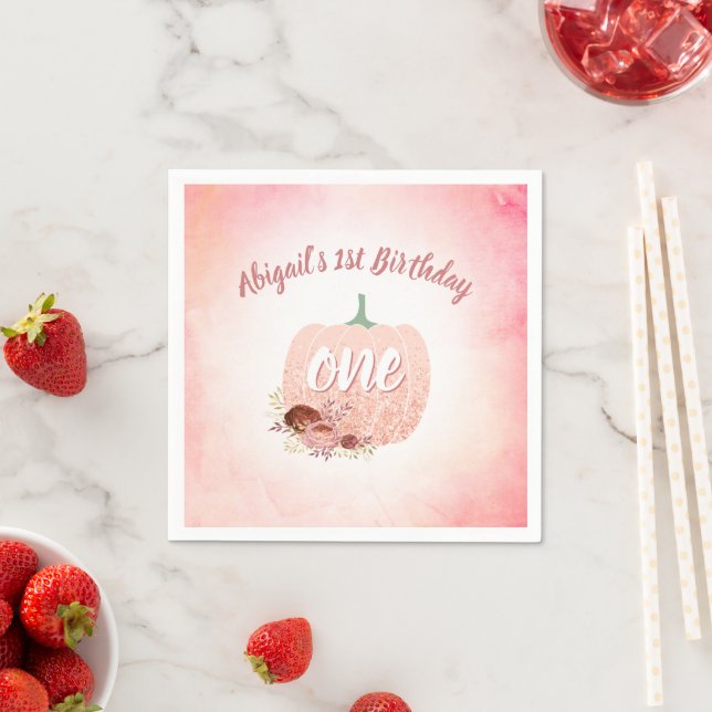 Serviette En Papier 1er anniversaire Rose Gold Parties scintillant Cit (En situation)