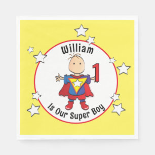 Serviette En Papier 1er anniversaire Super Boy Cartoon Party Napkin