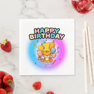 Serviette En Papier 1er anniversaire tigre Fête d'anniversaire pour en