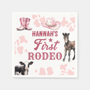 Serviette En Papier 1er Rodeo Anniversaire Pink Western Papier Napkin