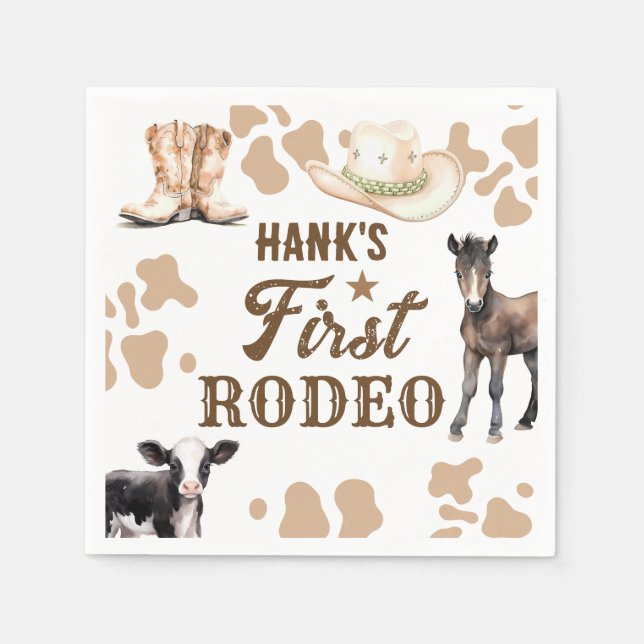 Serviette En Papier 1er Rodeo Birthday Boy Western Paper Napkin (Devant)