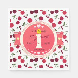 Serviette En Papier 1ère cerise bon anniversaire Napkin