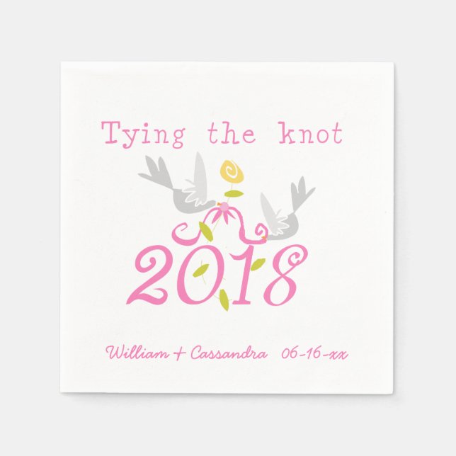 Serviette En Papier 2018 Tying the Knot Mariage Date Customisée Napkin (Devant)