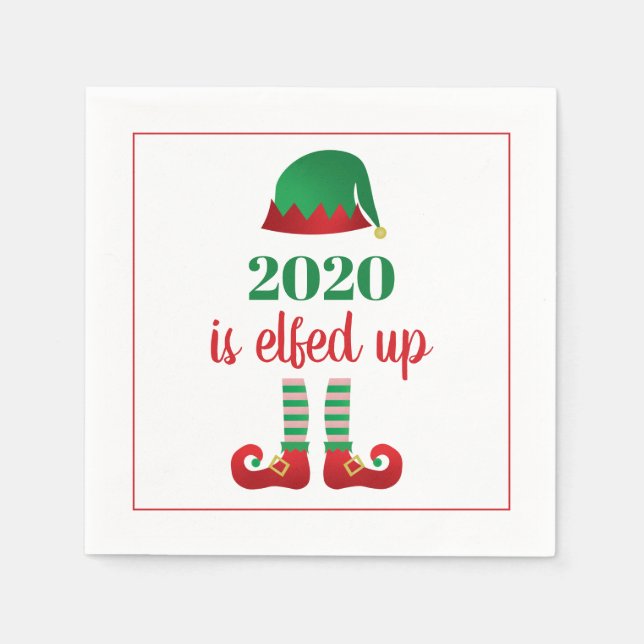 Serviette En Papier 2020 S'Est Élevé Funny Noël Dit Rouge (Devant)