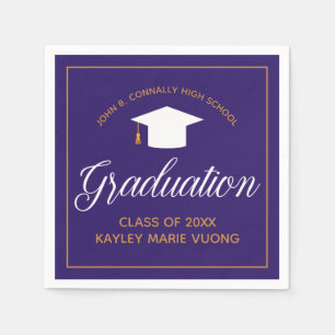 Serviette En Papier 2022 Graduation Purple Gold Custom School Monogram