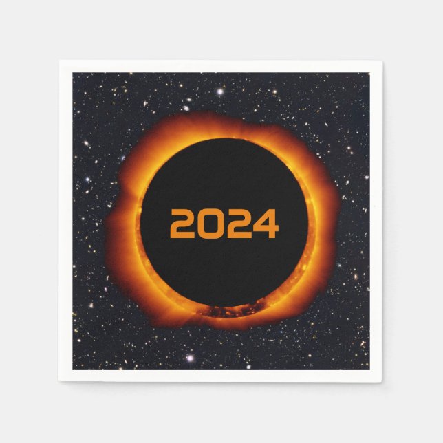 Serviette En Papier 2024 Éclipse solaire totale Date Ciel étoilé (Devant)
