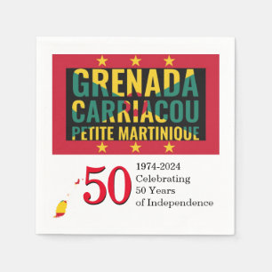 Serviette En Papier 2024 GRENADIAN 50e Anniversaire de l'indépendance 