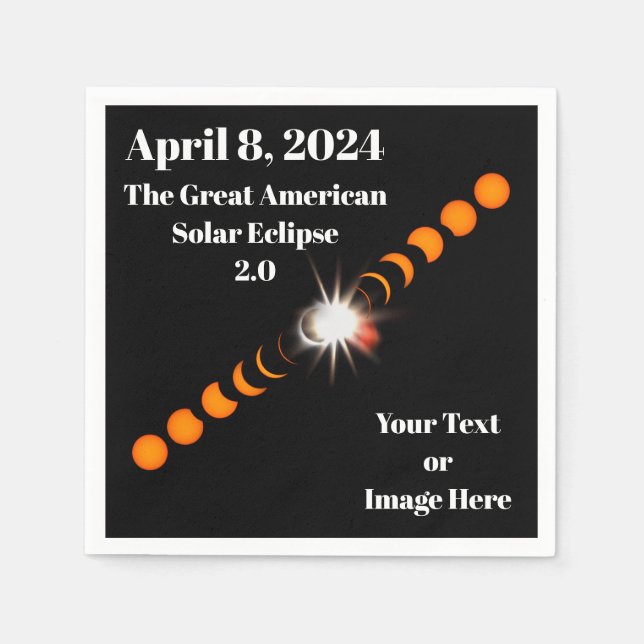 Serviette En Papier 2024 Total Solaire Eclipse Papier Napkin (Devant)