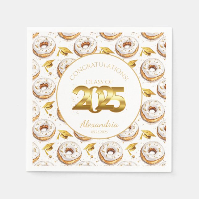 Serviette En Papier 2025 Donuts and Degrees Graduation Paper Napkins (Devant)