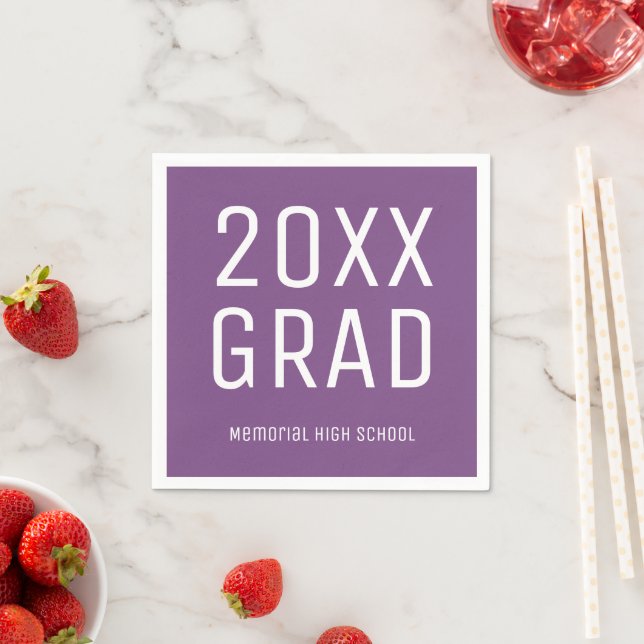 Serviette En Papier 2025 Grad and School Name Modern Graduation Party (En situation)