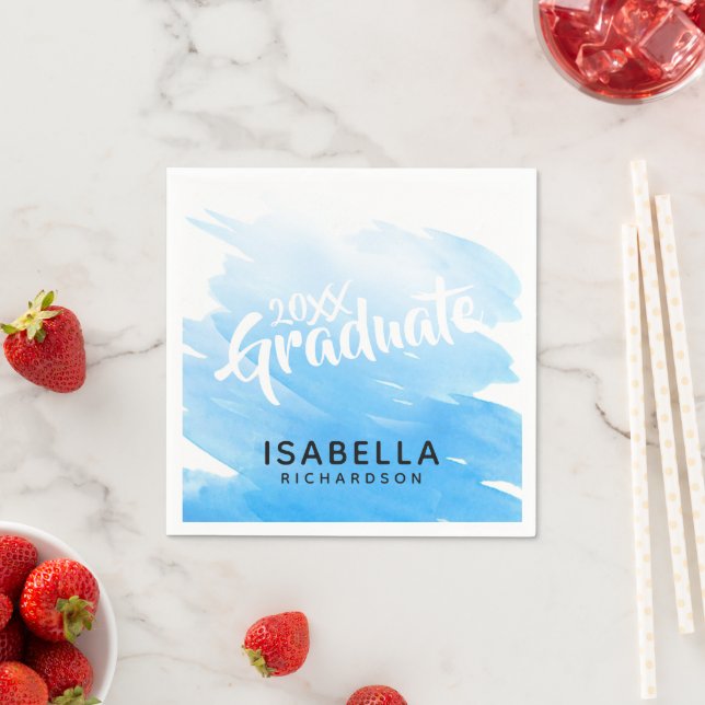 Serviette En Papier 2026 Graduate Blue Ombre Watercolor (En situation)