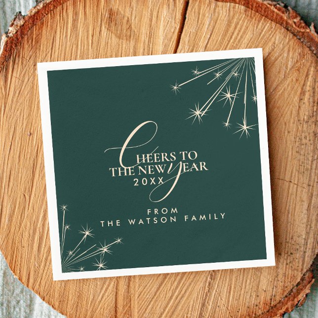 Serviette En Papier 2026 New Year Classy Modern Typography Green (Créateur téléchargé)