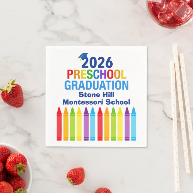Serviette En Papier 2026 Preschool Graduation Custom School Party (En situation)