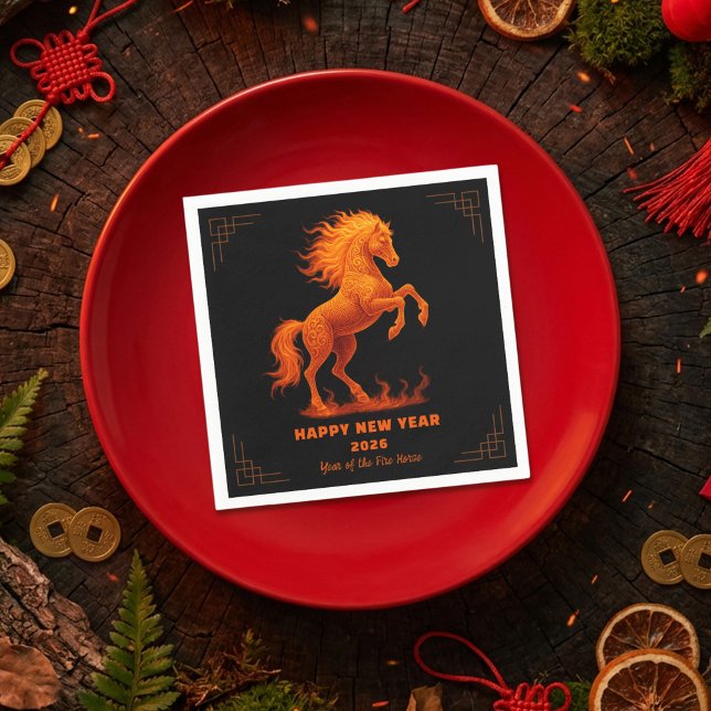 Serviette En Papier 2026 Year of the Fire Horse Chinese Zodiac (Créateur téléchargé)