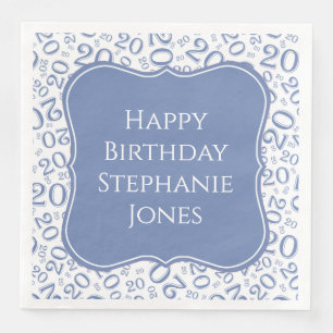 Serviette En Papier 20e anniversaire bleu Random Numéro 20 Motif
