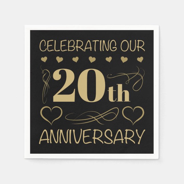 Serviette En Papier 20e anniversaire du Mariage (Devant)