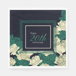 Serviette En Papier 20e anniversaire émeraude vert rose imprimer servi