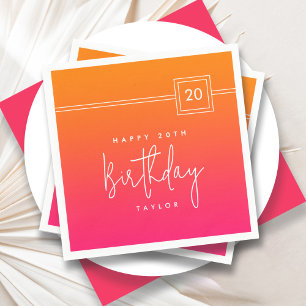 Serviette En Papier 20e anniversaire Hot rose orange coloré