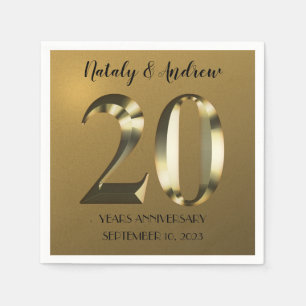 Serviette En Papier 20e anniversaire Mariage d'or métallique