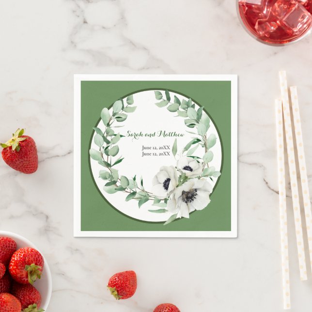 Serviette En Papier 20e anniversaire Mariage fête papier floral Napkin (En situation)