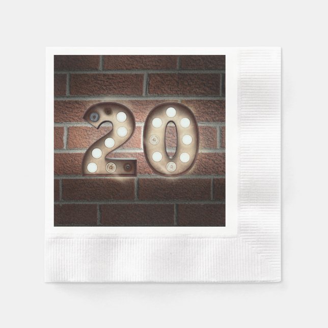 Serviette En Papier 20e anniversaire marque marquee sur mur en brique (Devant)