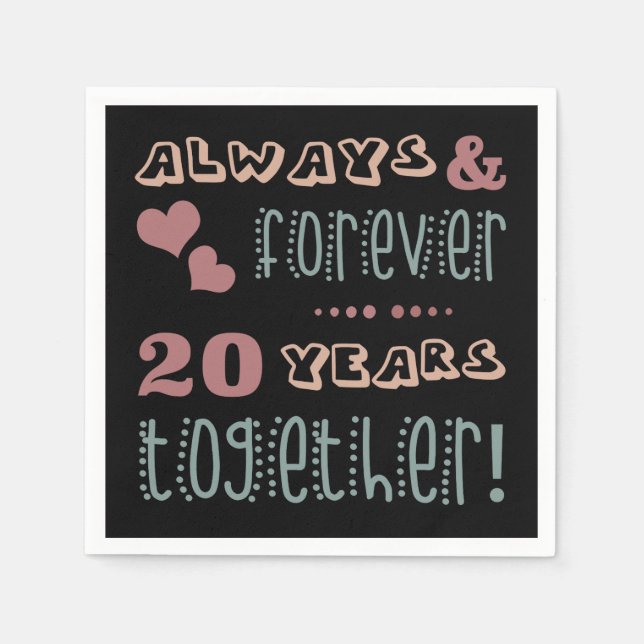 Serviette En Papier 20ème anniversaire de Mariage mignon (Devant)
