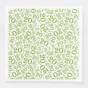 Serviette En Papier 20ème Modèle de nombre aléatoire Âge Vert/Blanc