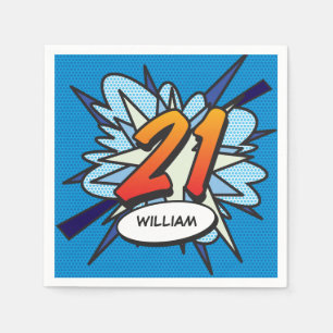 Serviette En Papier 21 Birthday Fun Retro Comic Book